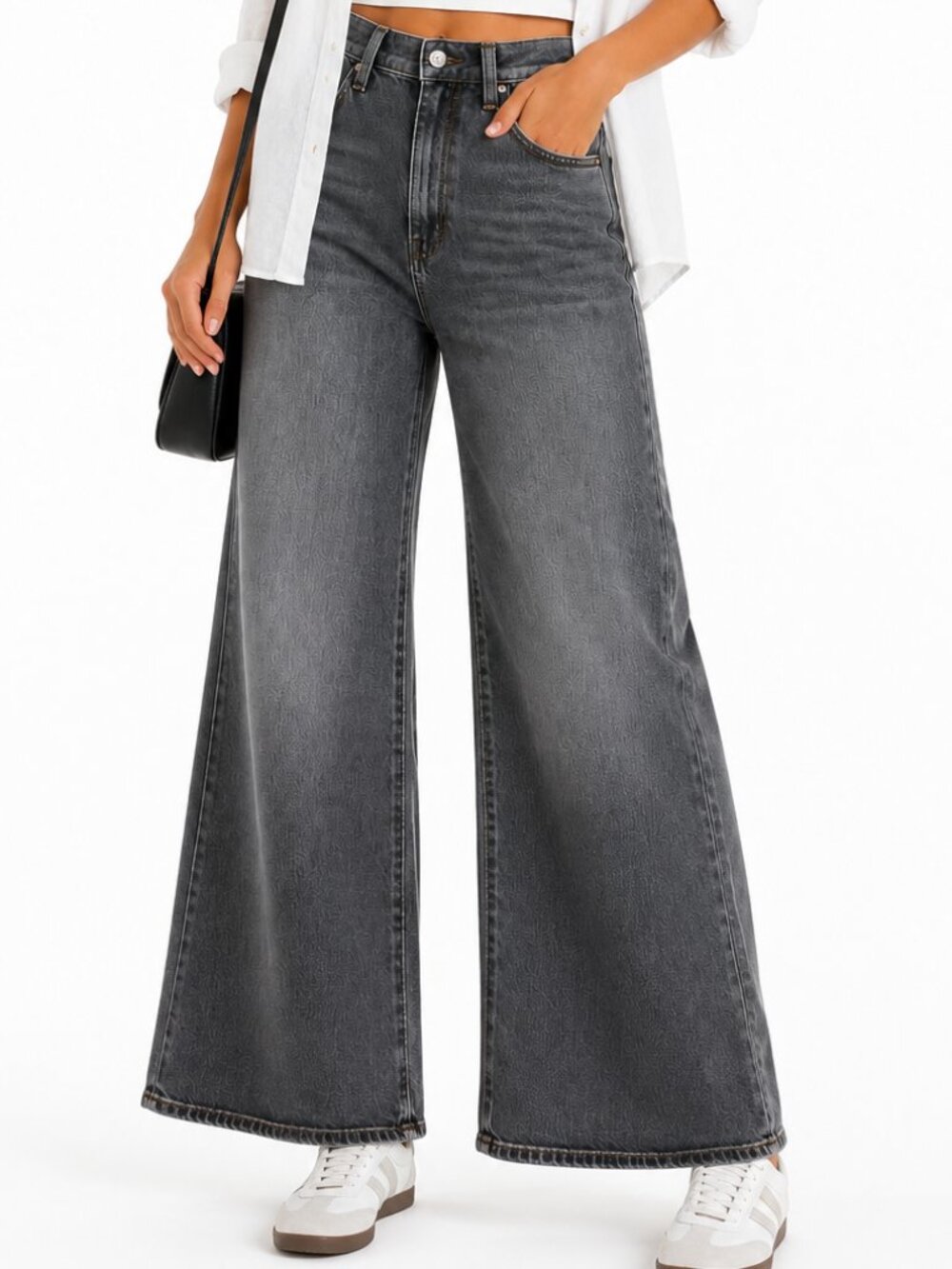 BDG (URBAN OUTFITTERS) A-Wide High-Rise Wide-Leg Black Wash Jeans EUC size 24